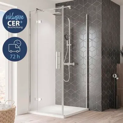 Produktbild von BREUER Drehtür für Seitenwand AVANTA Express Q72 90 x 200 cm Anschlag links Klarglas Profilfarbe chrom