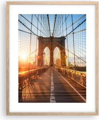 Produktbild von Gerahmtes Poster - Rahmen in heller Eiche - New York Brücke - 40x50 cm - Wand Bild - Wanddeko - Wandbilder - Kunstposter - Wandposter - Bilderrahmen - Bilder - Kunstdruck - Wandbild - P2NPA40x50-3707