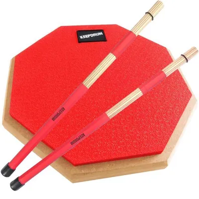 Produktbild von keepdrum DPRD Practice Pad Rot mit SV1 Rods Sticks