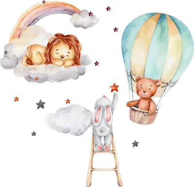 Produktbild von Wandtattoo Märchenhafte Tiere, mit umweltfreundlichen, geruchsneutralen Druckfarben - Wandsticker, Wandaufkleber Kinder 150 x 250 cm