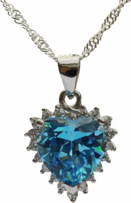 Produktbild von Anhänger Herz mit blauem Zirkonia Herz Crystal mit Singapurkette 925 S
