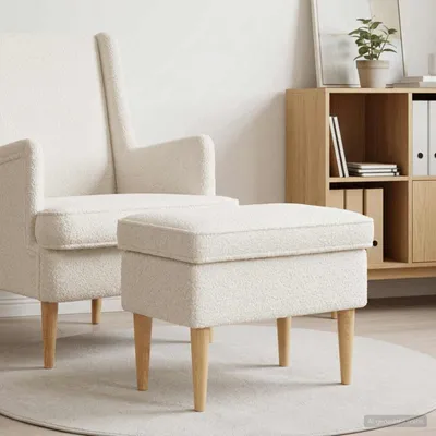 Produktbild von PUEAZU Hocker Creme 55 x 35 x 41 cm Bouclé - Hocker &34306