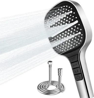 Immagine prodotto di Soffione doccia ad alta pressione con braccio, 7 modalità, soffione a risparmio idrico per il bagno, soffione di grandi dimensioni, facile regolazione del rubinetto della doccia con la semplice pressione di un pulsante