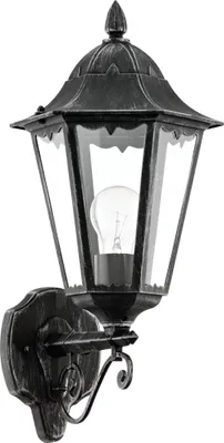 Produktbild von EGLO Außen-Wandlampe Navedo, 1 flammige Außenleuchte, Wandleuchte aus Aluguss in Schwarz mit Silber-patina und Glas in transparent, E27 Fassung, IP44