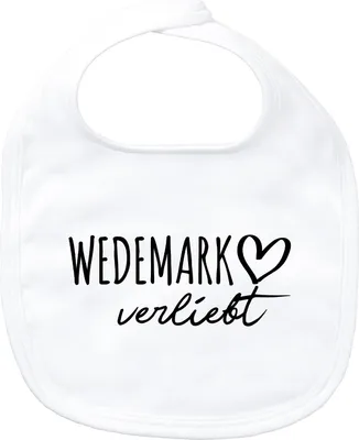 Produktbild von Huuraa Baby Lätzchen Wedemark verliebt White Klettverschluss  Baumwolle Latz Geschenkidee