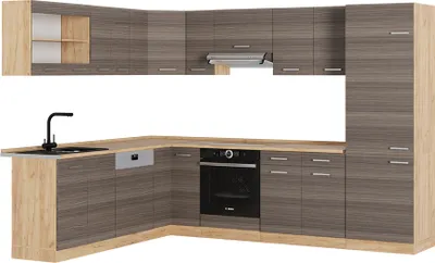 Produktbild von Eckküche Vicco R-Line Edelgrau/Goldkraft Eiche 287 x 60 cm , AP Eiche, Model 53527