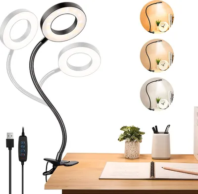 Produktbild von LED Leselampen, Leselampe Bett Klemme, LED Klemmlampe Schwanenhals, 24 LED, 3-Stufen Farbtemperatur