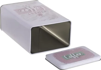 Immagine prodotto di Scatola retrò in metallo per caffè e tè - design vintage in bianco, verde menta e rosa