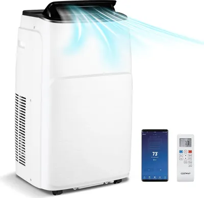 Produktbild von GOPLUS 4 in 1 tragbare Klimaanlage, mobiles Klimagerät mit Kühlen, Entfeuchten, Belüften, Schlafmodus, Air Conditioner mit Fernbedienung, 24H-Timer, WIFI (14000BTU) []