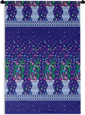 Produktbild von MuchoWow® Wandteppich Wandbehang Blumen - Muster - Frühling 60x90 cm Tapisserie Dekoration Wandtuch - Foto-Teppich - Abwaschbar