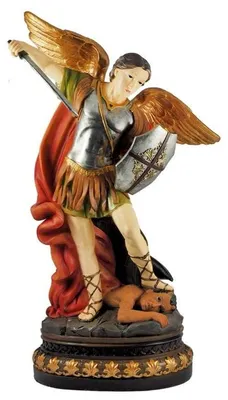 Erzengel Michael Figur 60 cm, Harz, mehrfarbig