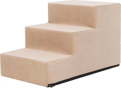 Obrázok produktu pre PillowPrim Schodíky pre domácich miláčikov Pomôcka pri vstupe Menšie schodíky pre psov Rampa Schodíky pre mačky 3 schodíky Malé Béžové Výška 30 cm