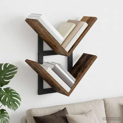 Productafbeelding van Maison Exclusive - Wandplank van gerecycled hout, 43 x 15 x 47 cm, houtvezel