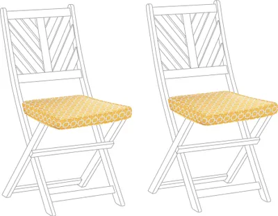 Produktbild von BELIANI Sitzkissen für Gartenstuhl 2er Set Gelb Stoffbezug mit Reißverschluss Bindebändern 34 x 37 cm Modern Geometrisches Muster Outdoor Ausstattung