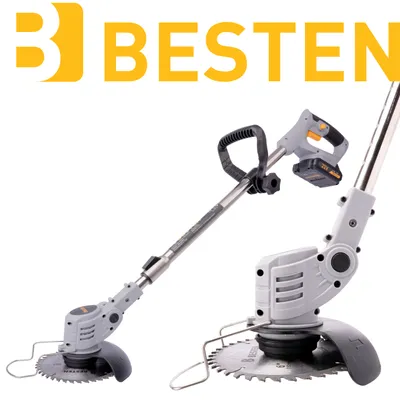Produktbild von BESTEN Akku-Trimmer, Rasentrimmer, Elektro-Freischneider Gras-Freischneider + Faden, 2x Akku 3.0