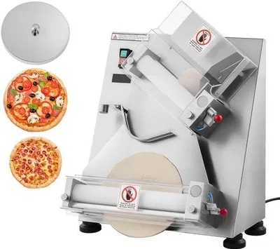 Image de Presse à pâte à pizza électrique, 355,6 mm, machine de découpe automatique en acier, 370 W, machine de formage de chapati pour usage commercial, épaisseur réglable, jusqu'à 400 portions de pâte par heure