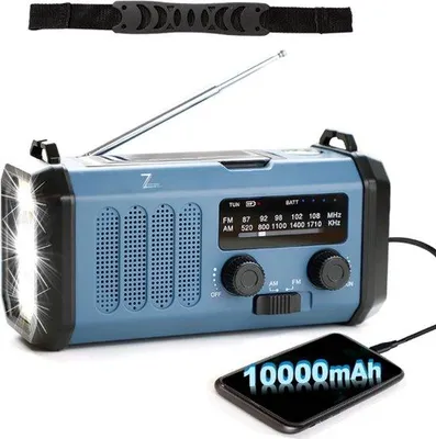 Zdjęcie produktu dla Radio solarne o niskim zużyciu energii – przenośne urządzenie awaryjne – radio solarne Opwind – 10 000 mAh – powerbank solarny – wodoodporne