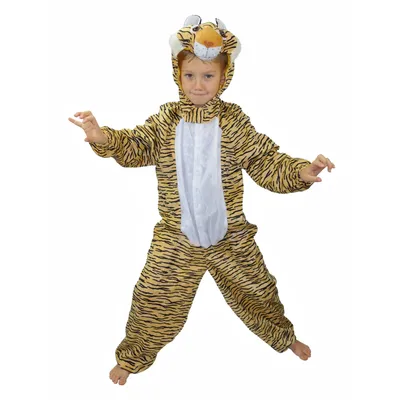 Produktbild von Kinder Plüsch Tigerkostüm (Overall mit Kapuze) Größe: 104