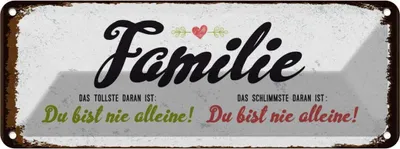 Produktbild von vianmo Blechschild 10x27 cm Familie Du bist nie alleine Spruch Zitat