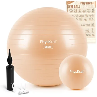 Produktbild von Gymnastikball und Pilatesball Set 55 cm und 23 cm, beige, anti-burst, für Zuhause