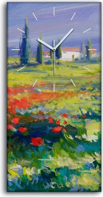 Produktbild von Küchenuhr Bürouhr Leinwand Uhr Geräuschlos 30x60 Wiesen Frühlingsblumen - weiße Hände