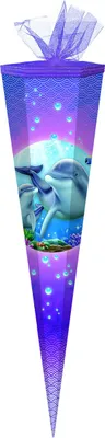 Produktbild von Schultüte / Zuckertüte / 85cm / eckig / "Delfin"