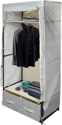 Produktbild von Famanu XL Kleiderschrank mit 2 Schubladen und Kleiderstange 75 x 45 x 160 cm - Faltkleiderschrank für den Camping
