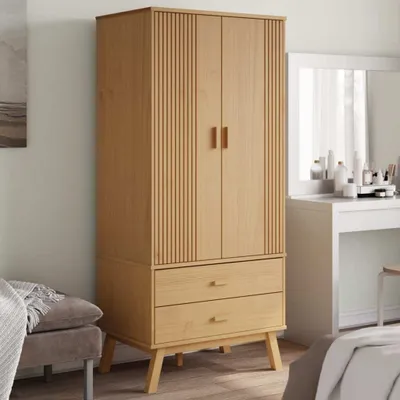 Image de Armoire simple OLDEN Marron 76,5x53x172 cm Pin massif - Armoires FR3931181 2parcel