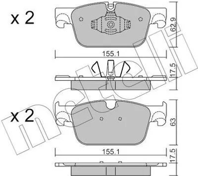 Produktbild von METELLI 22-1119-0 Bremsbeläge Satz Vorne Bremsklötze für VOLVO XC60 II (246) V60 II (225, 227) V90 II Kombi (235, 236) S90 II (234) S60 III (224)