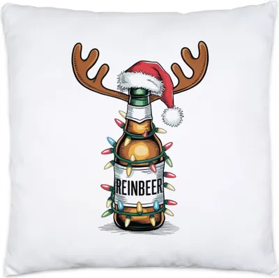 Produktbild von Reinbeer Kissen Weihnachten Biertrinker Rentier Lustig Geschenkidee Party