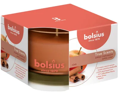 Image de Bougie parfumée Bolsius True Scents en verre, parfum pomme-cannelle, 63 x 90 cm