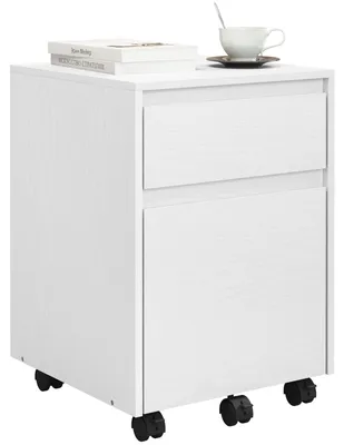 Zdjęcie produktu dla Szafka na dokumenty na kółkach - Mobilny kontener biurowy z 2 szufladami - 40 x 56 x 40 cm - Biały - Do biura i domowego biura