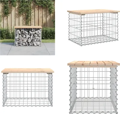 Produktbild von vidaXL Gartenbank aus Gabionen 63x44x42 cm Massivholz Kiefer - Gartenbank - Gartenbänke - Outdoor Bank - Außenbank