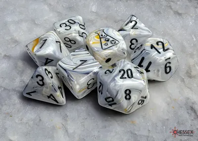 Immagine prodotto di Chessex - Dadi da laboratorio - Set di 8 dadi - Calcite/Dietro