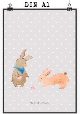 Produktbild von Mr. & Mrs. Panda Bild Hasen Muschel DIN A1 - Grau Pastell - Geschenk, Beste Freundin, Muscheln, drucke, Kunstdruck, Urlaub, Muttertag, Poster, Plakat, Ferien, Wandbild