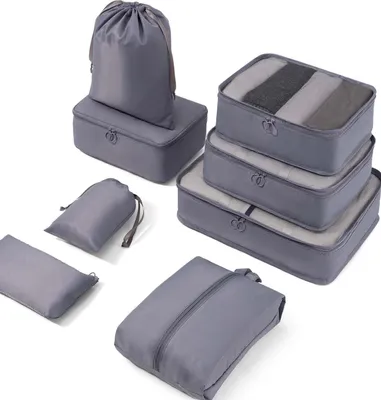 Produktbild von Koffer-Organizer-Packtaschen 7-teiliges Set Kleidersäcke Packwürfel Gepäck-Aufbewahrungstaschen 3 Packwürfel + 3 Koffer-Organizer + 1 Schuhbeutel