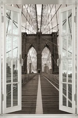 Produktbild von Wallario Outdoor-Poster für Garten oder Balkon 61 x 91,50 cm: Brooklyn Bridge in New York