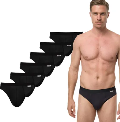 Produktbild von NUR DIE Herren Slip 6-Pack Unterhose Baumwolle Stretch - schwarz - Größe L