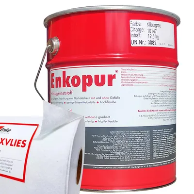 Produktbild von Enkopur Flüssigkunststoff Schwarz 12,5kg + Polyflexvlies 30cm x 9m