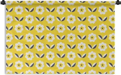 Produktbild von MuchoWow® Wandteppich Wandbehang Blume - Gelb - Muster - Sommer 90x60 cm Tapisserie Dekoration Wandtuch - Wandskulpturen - Bildteppich