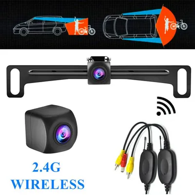 Immagine prodotto di Wireless auto targa retromarcia HD visione notturna telecamera di backup impermeabile videocamera nera