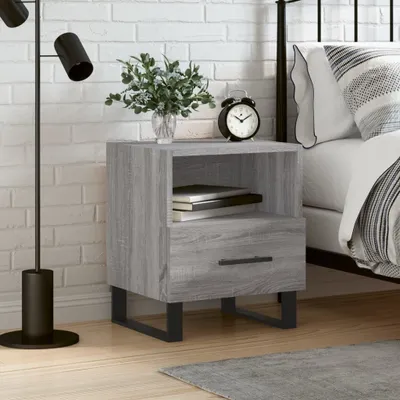 Produktbild von The Living Store Nachttisch Grau Sonoma 40x35x47,5 cm Holzwerkstoff