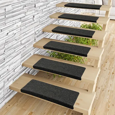 Produktbild von Trend Nadelfilz Stufenmatte Bent Anthrazit (eckig) einzeln oder im 15er Set, Größe:24x65 cm = 1 Stck.