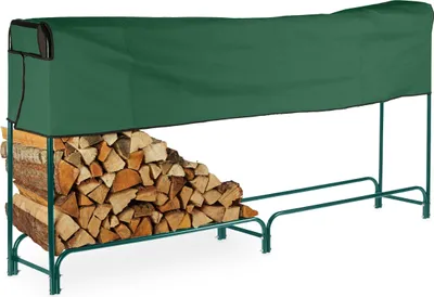 Obrázek produktu pro relaxdays Zelený stojan na palivové dřevo s krytem