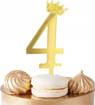 Produktbild von Nummer 4 Gold Spiegel Kuchen Topper Für Geburtstagsparty