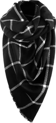 Produktbild von MBW Oversized Damen Herbst/Winter Schal Übergroßer Schal Winterschal in der Farbe schwarz/weiss XXL Damen Schal