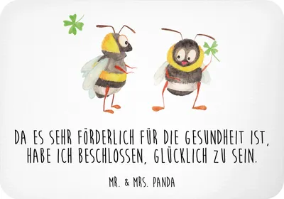Produktbild von Mr. & Mrs. Panda magnet Hummeln Kleeblatt - Weiß - Geschenk, whiteboardmagnet, holzmagnet, Notizhalter, Kühlschrankmagnet, Biene Deko, Lustige Sprüche, Spruch Positiv