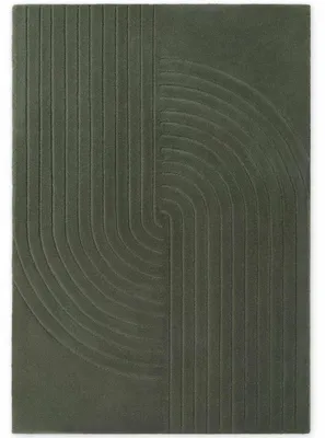 Image de Tapis Vikosa Wollteppich Arcura, design uni en forme d'arc, vert foncé - 160x230 cm
