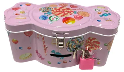 Productafbeelding van Lollyvormige spaarpot met slot, groot formaat, roze