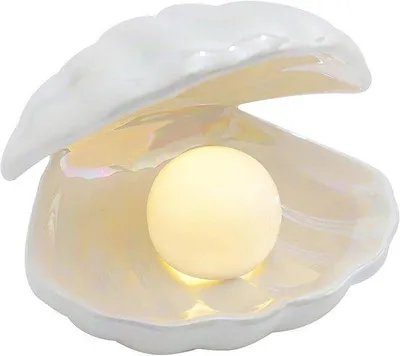 Productafbeelding van Keramische nachtlamp met een schelpenmotief, ideaal voor slaapkamers en woonkamers.